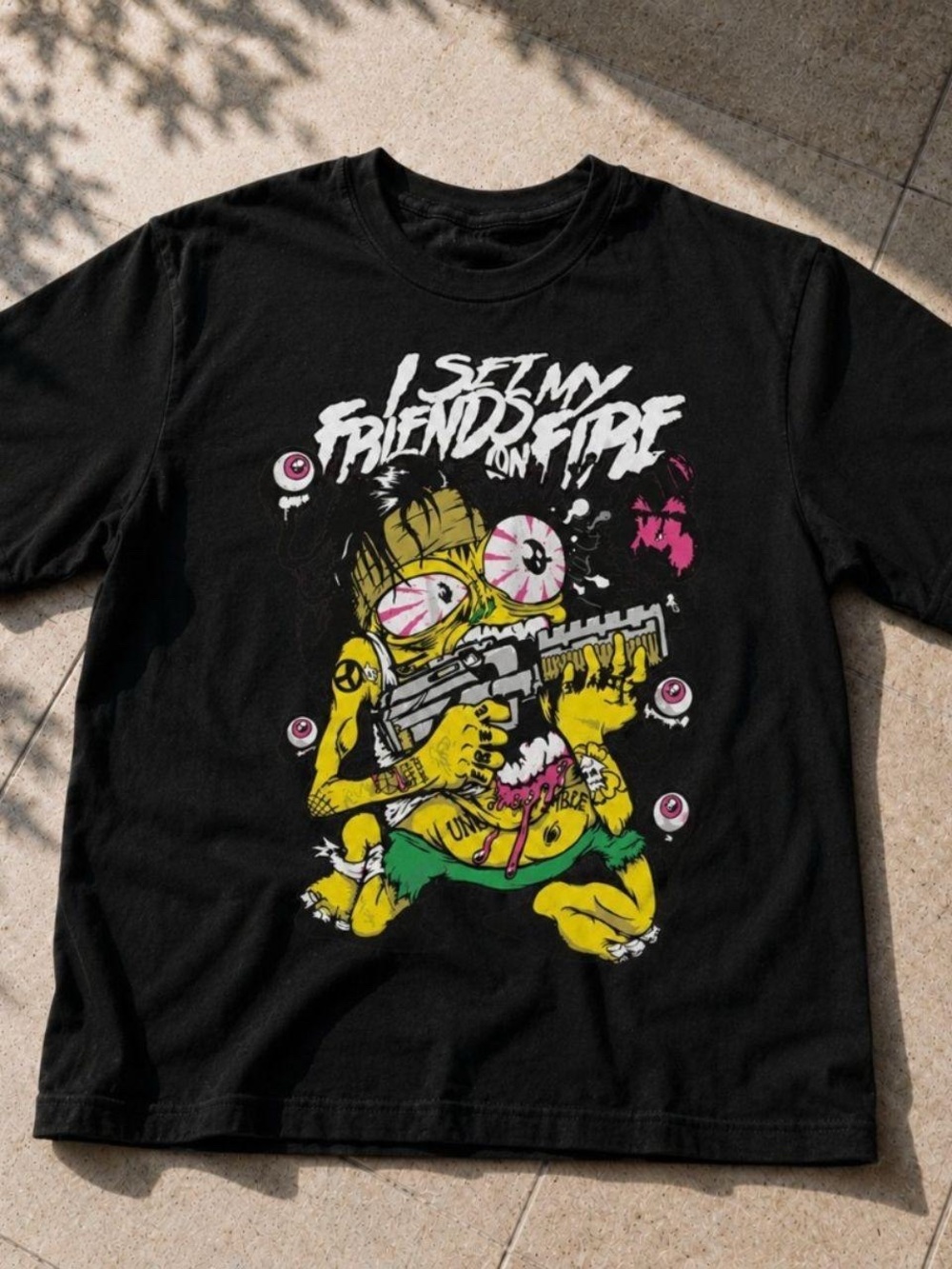 Black I set my friends on fire graphic tee